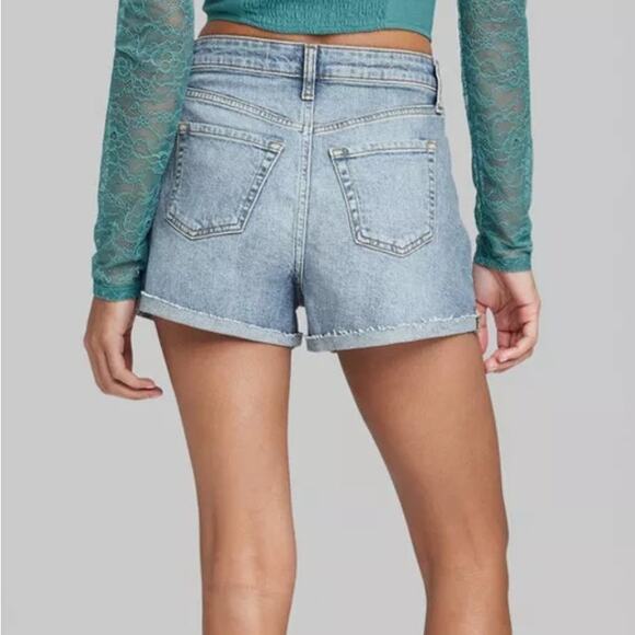 Wild Fable Denim Shorts Blue Womens Size 4 High-Rise Rolled Cuffed Relaxed Fit - Picture 4 of 8